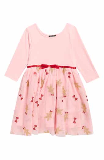 Kids' Gingerbread and Bow Glitter Print Dress