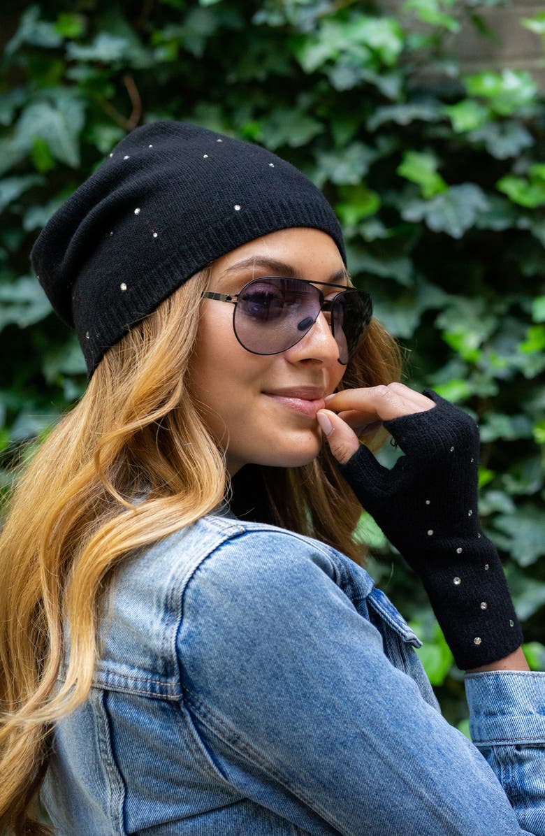 Carolyn Rowan Accessories Carolyn Rowan Crystal Cashmere Beanie, Alternate, color,