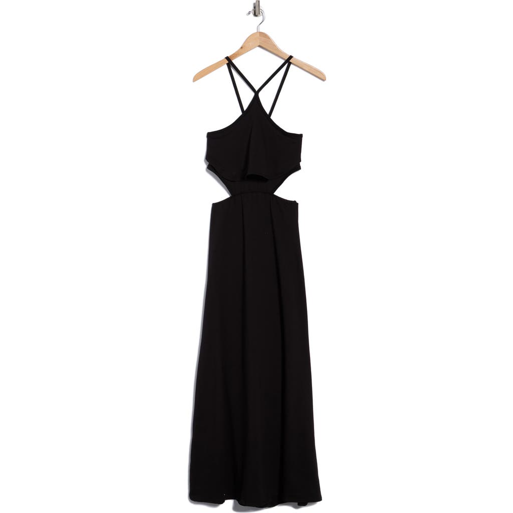 Go Couture Halter Side Cutout Maxi Dress In Black