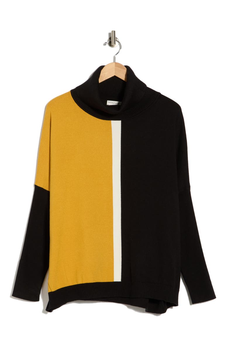 Colorblocked Boxy Turtleneck Sweater, Alternate, color, YELLOW