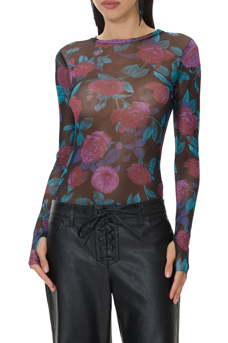 Kaylee Floral Mesh Top, Main, color, PLUM ROSES