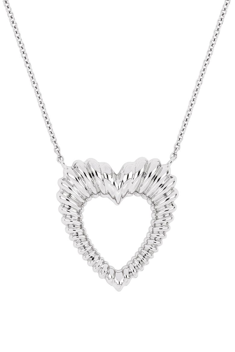14k Gold Heart Pendant Necklace, Alternate, color, 14KW
