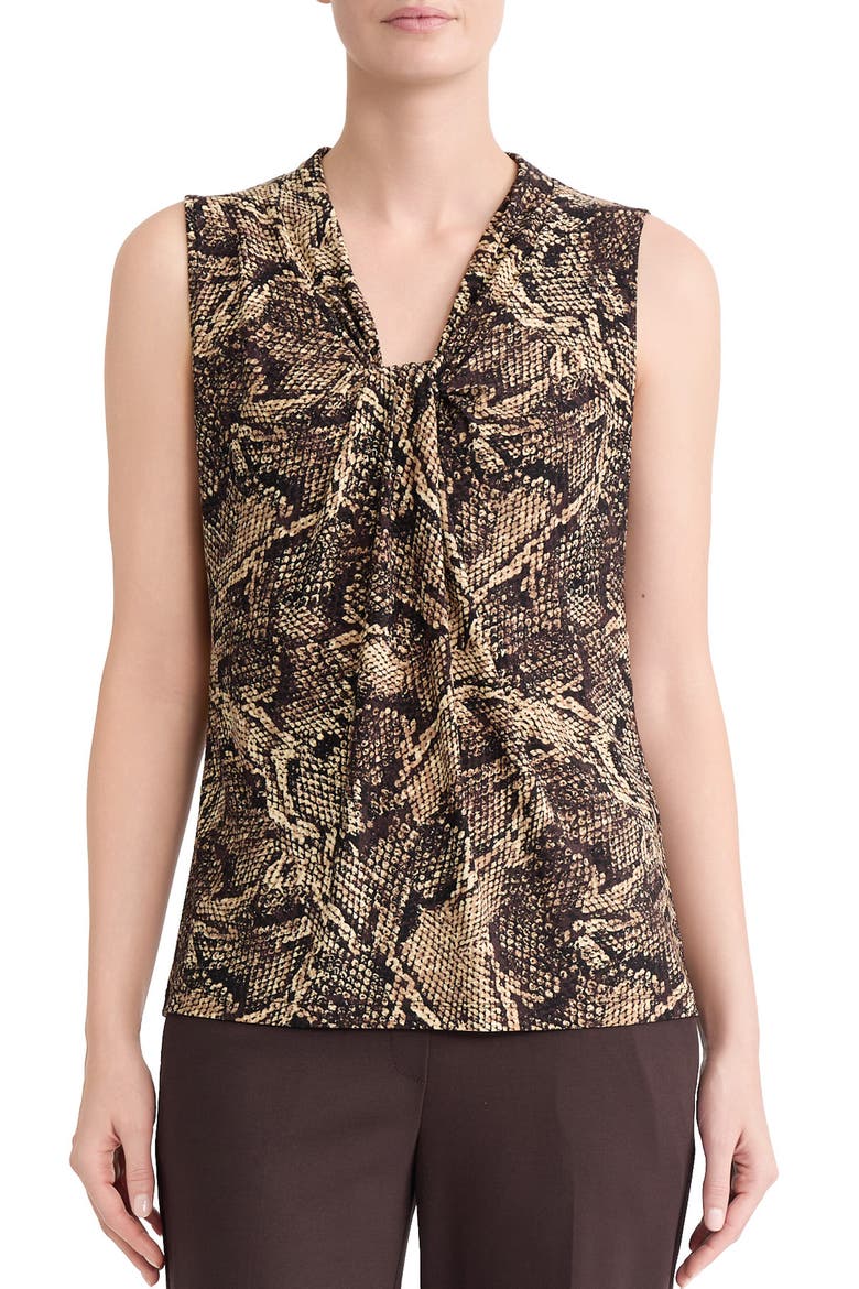 Knot Front Sleeveless Top, Main, color, BLACK MULTI