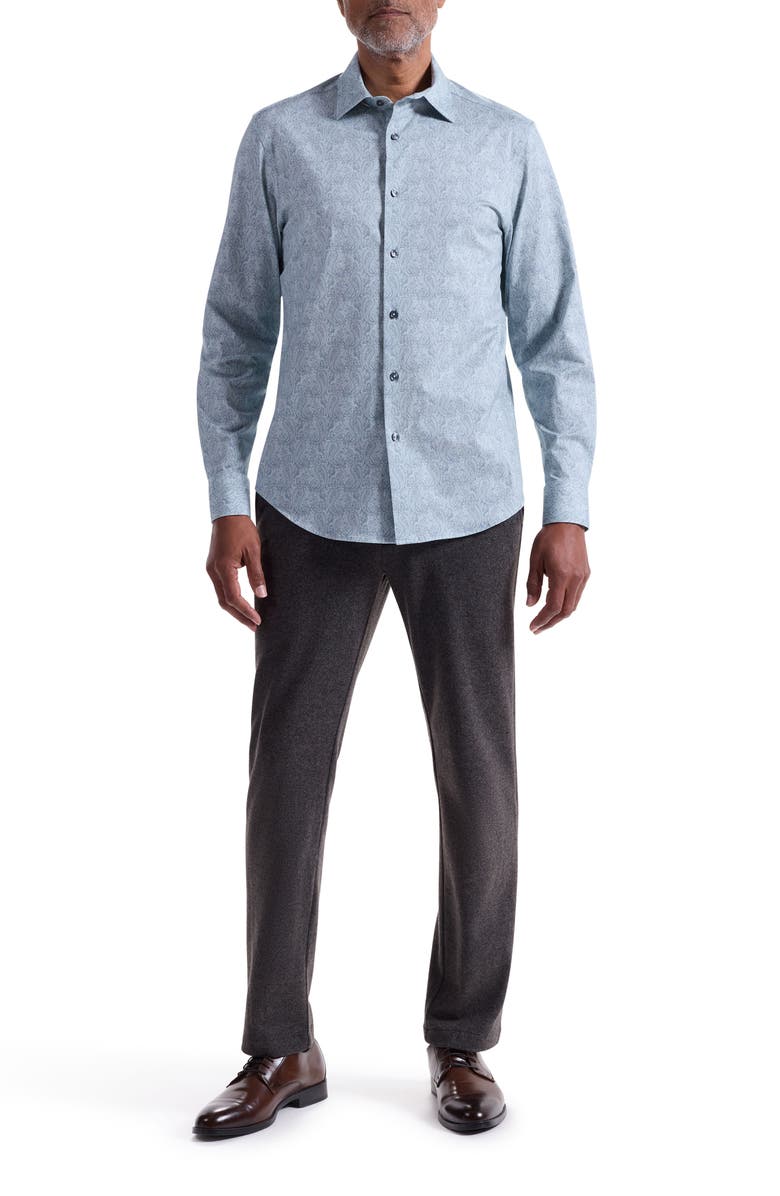 Bugatchi James OoohCotton<sup>®</sup> Paisley Button-Up Shirt, Alternate, color, Seafoam