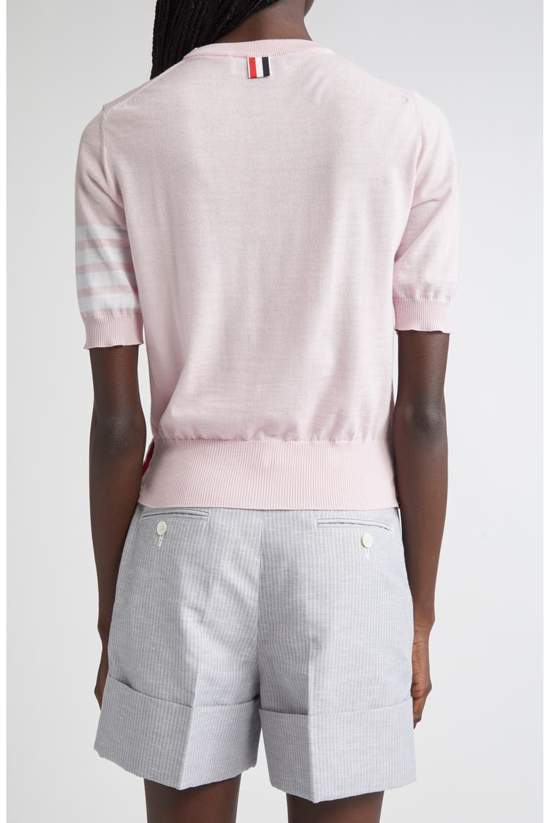4-Bar Short Sleeve Wool Blend Sweater, Alternate, color, LIGHT PINK