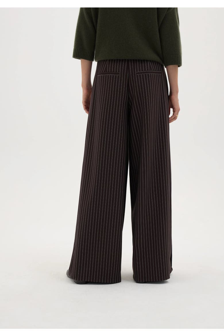 Revyn Side Pleat Wide Leg Trousers, Alternate, color, Dark Brown