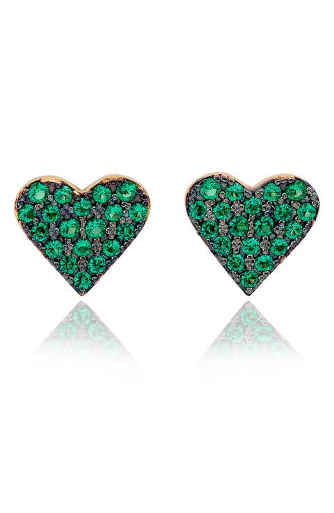 Pavé Cubic Zirconia Heart Stud Earrings