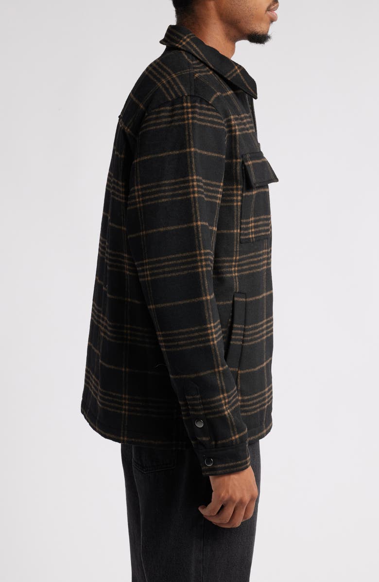 Open Edit Plaid Flannel Zip-Up Shirt Jacket, Alternate, color, 