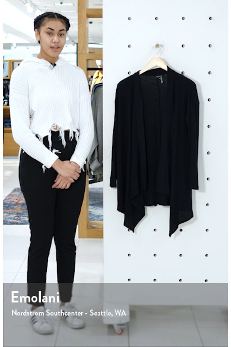 Drape Front Waffle Knit Long Cardigan video