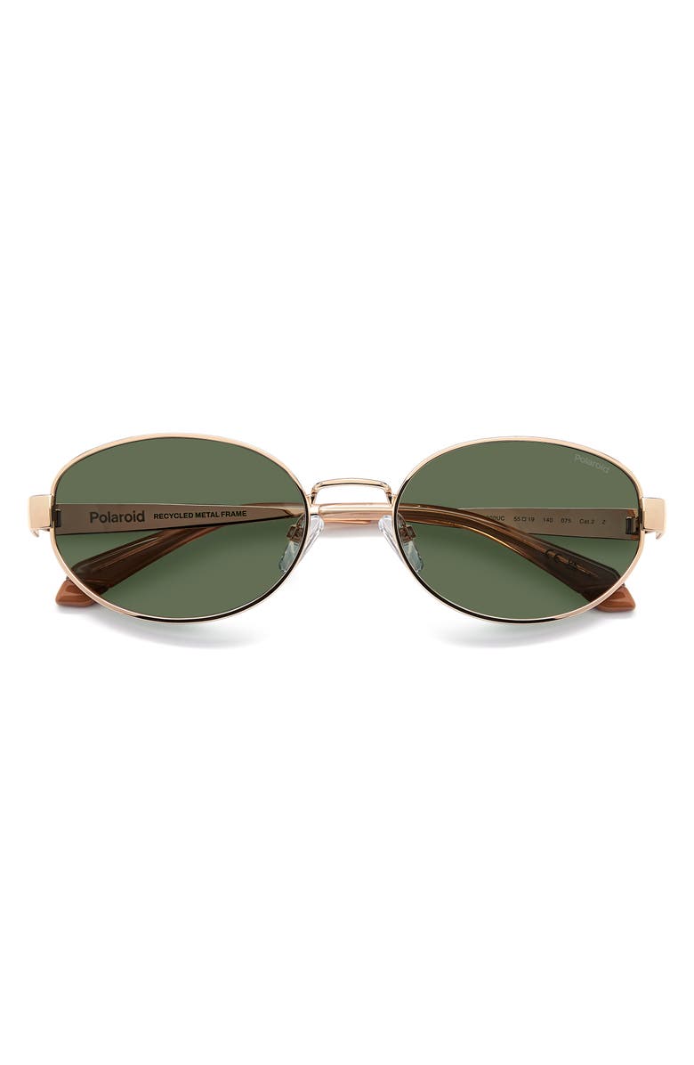 Polaroid 55mm Polarized Oval Sunglasses, Main, color, Rose Gold/ Green Pz
