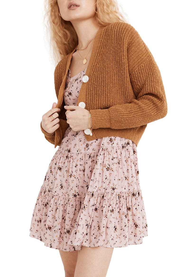 Greywood Crop Cardigan Sweater, Alternate, color, TOFFEE