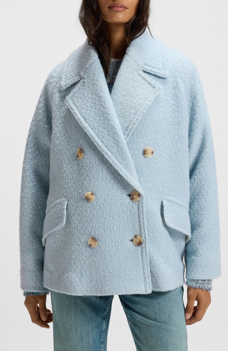 BOSS Orange Cabani Textured Double Breasted Jacket, Main, color, Light/ Pastel Blue