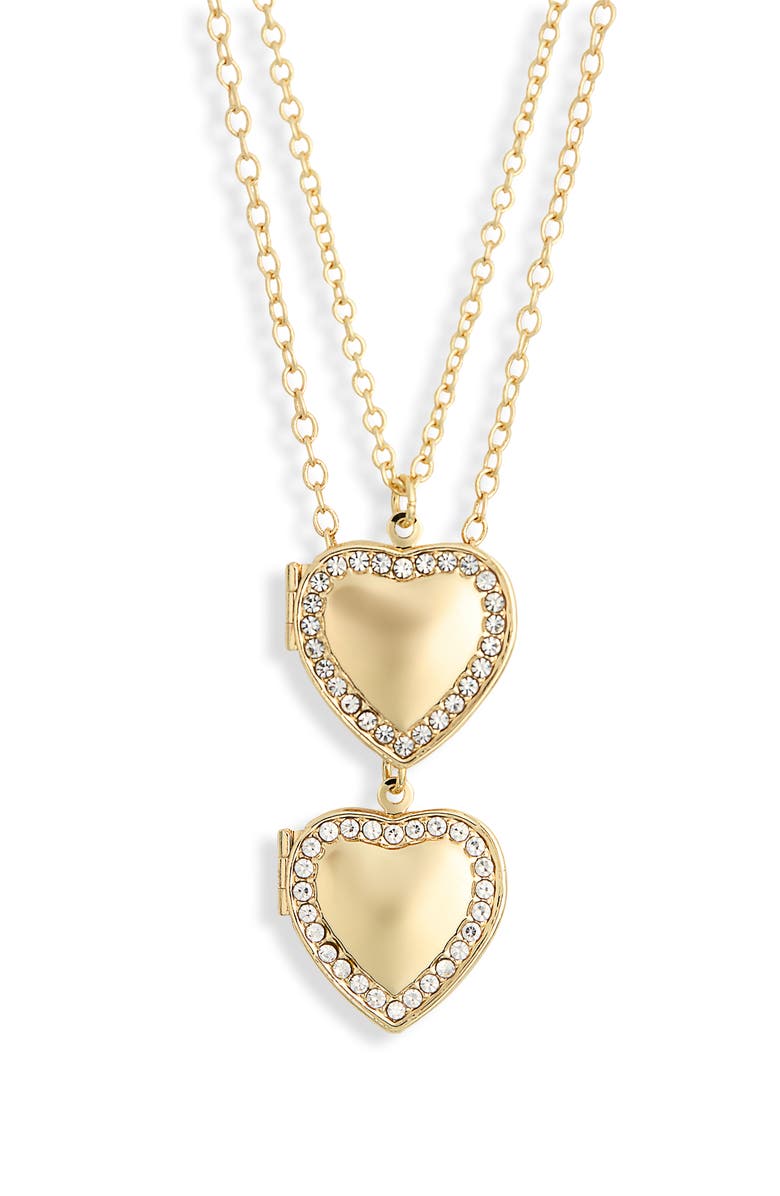 BaubleBar Set of 2 Match with Mama Heart Locket Necklaces, Alternate, color, Gold