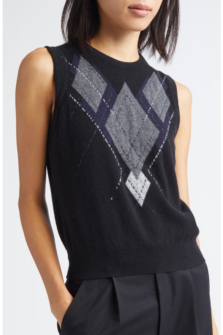 Le Jabots Cashmere Sweater Vest, Alternate, color, BLACK COLOURWAY