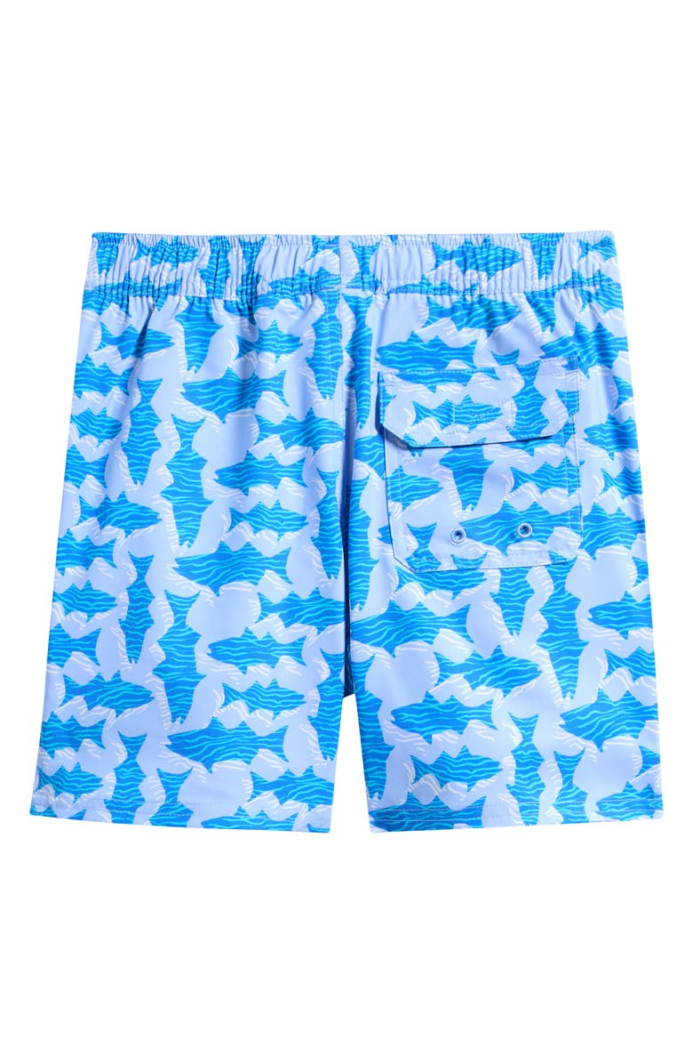 vineyard vines Kids' Chappy Beach Print Swim Trunks, Alternate, color, Fish Serenity Blue
