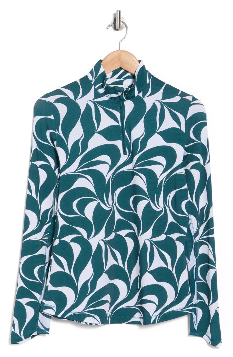 Callaway Abstract Floral Swirl Quarter Zip Pullover, Alternate, color, Atlantic Deep