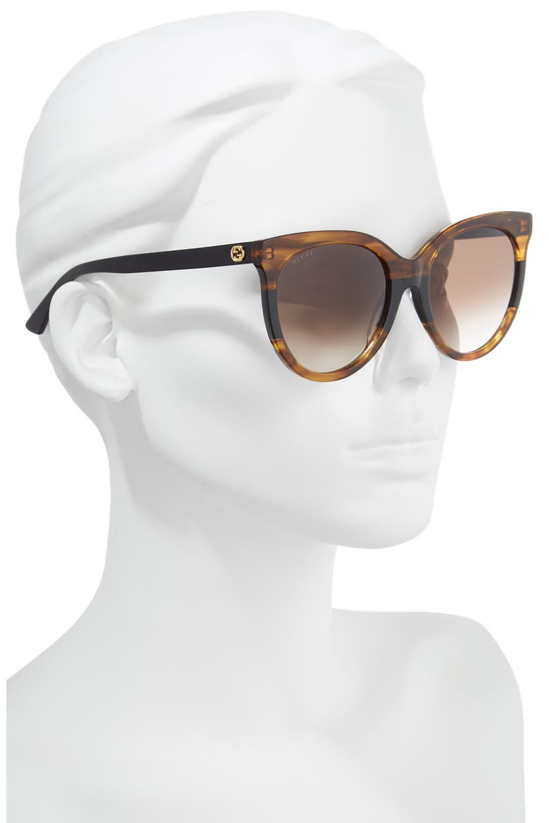 55mm Round Sunglasses, Alternate, color, SHINY HAVANA/ BLACK/ HAVANA