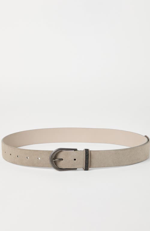 Brunello Cucinelli Suede Belt In Light Grey