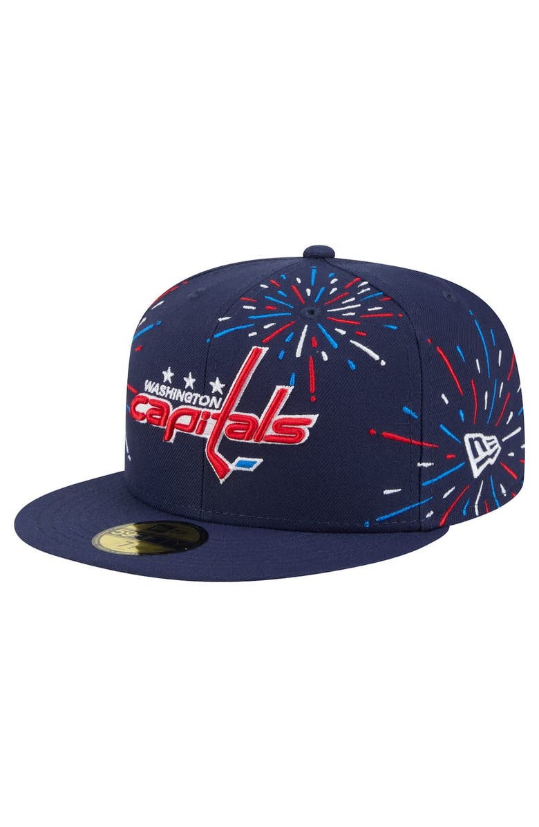 New Era Men's New Era Navy Washington Capitals Americana Fireworks 59FIFTY Fitted Hat, Alternate, color, Navy
