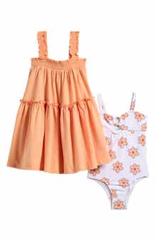Jessica Simpson Kids' Floral One-Piece Swimsuit & Cover-Up Dress Set