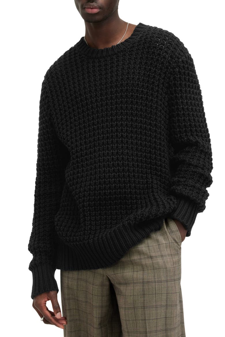 Illund Texture Stitch Sweater, Main, color, BLACK