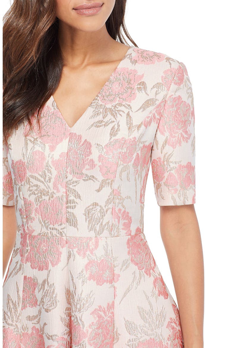 Adair Pink Passion Rose Jacquard Fit & Flare Dress, Alternate, color, PINK PEARL