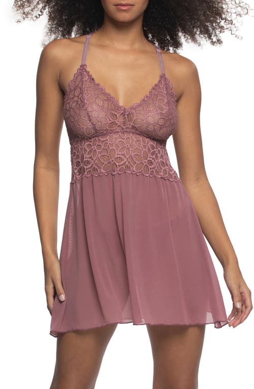 Black Bow Renee Racerback Chemise And G-string Panties In Pink