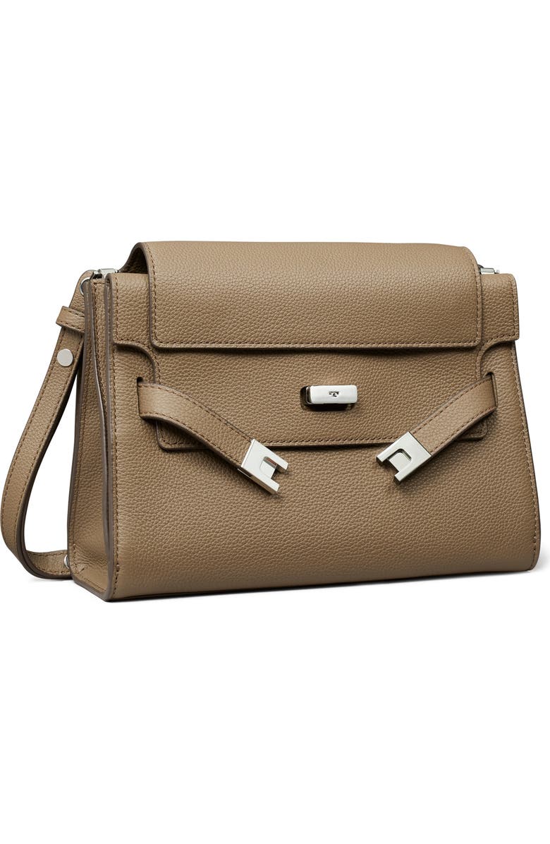 Tory Burch Lee Radziwill Leather Shoulder Bag, Alternate, color, Wild Mushroom