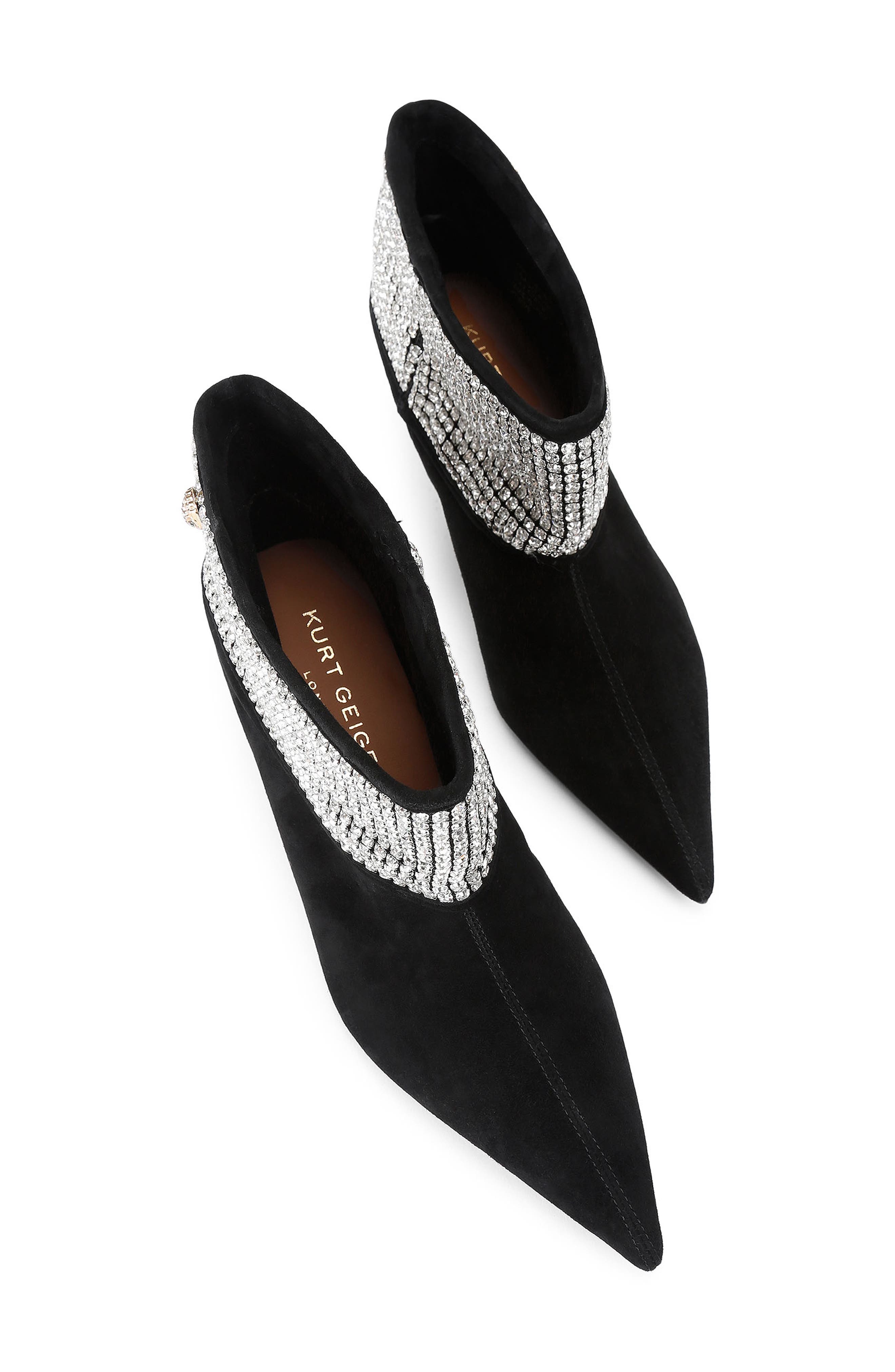 Kurt Geiger London Fold-Over Embellished Bootie, Alternate, color, Charcoal