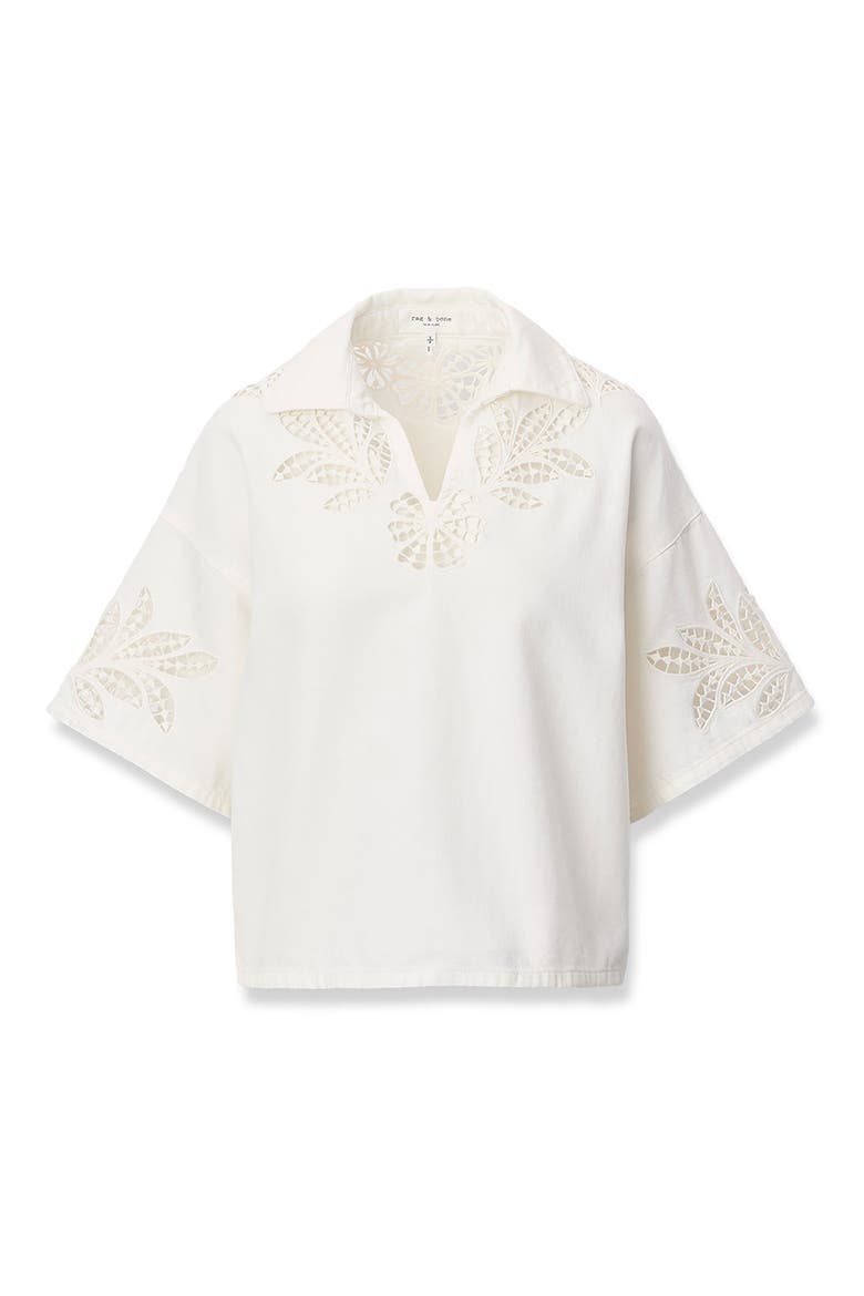Lucy Eyelet Cotton Blend Popover Top, Alternate, color, WHITE FLORAL