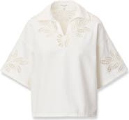 rag & bone Lucy Eyelet Cotton Blend Popover Top