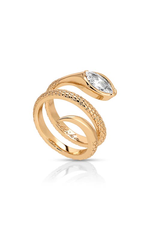 Ettika Marquise Cubic Zirconia Coiled Snake Ring In 18k Gold Plated In Gold
