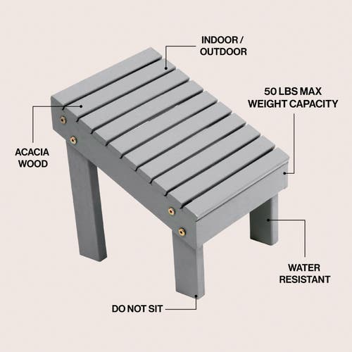 Jonathan Y Saru 11.8" Traditional Classic Solid Acacia Wood Shower Shaving Foot Stool In Gray