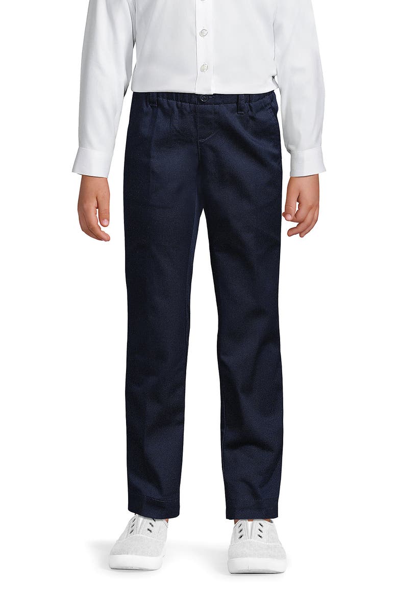 Lands' End School Uniform Girls Elastic Waist Pull-On Chino Pants, Main, color, Classic Navy