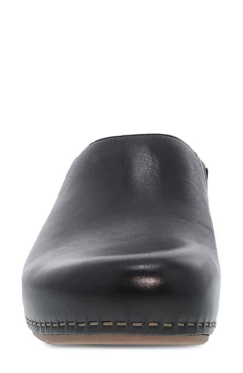 Dansko Black Leather Mule With Contrasting Beige Wedge In Black