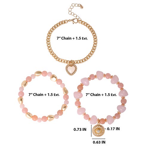 Jessica Simpson 3-piece Charm Bracelet In Gold