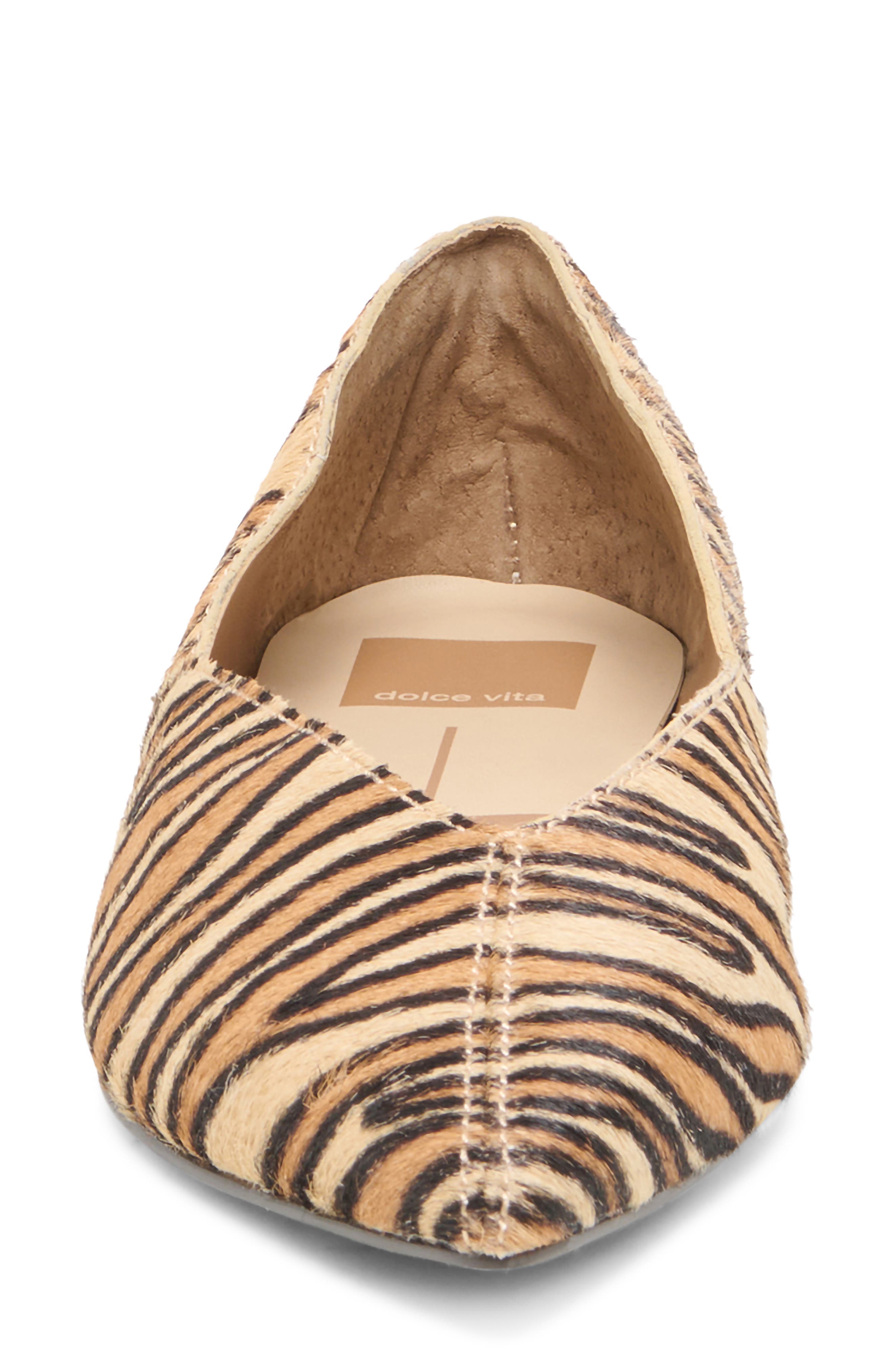Dolce Vita Gema Genuine Calf Hair Pointed Toe Flat, Alternate, color, Tiger Calf Hair