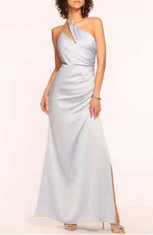 Ramy Brook Kaydence One-Shoulder Cutout Detail Satin Sheath Gown