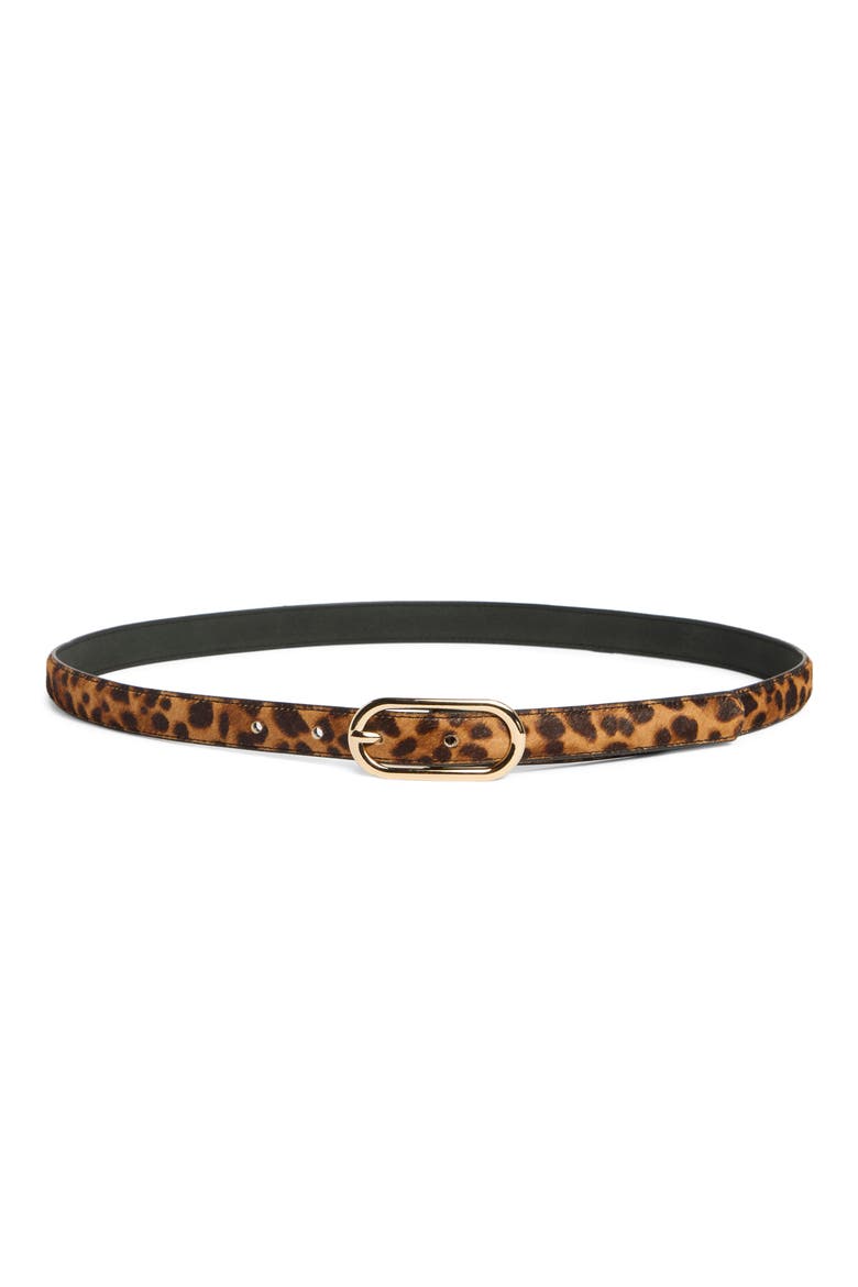 Animal Print Genuine Calf Hair & Faux Leather Belt, Main, color, LEOPARD