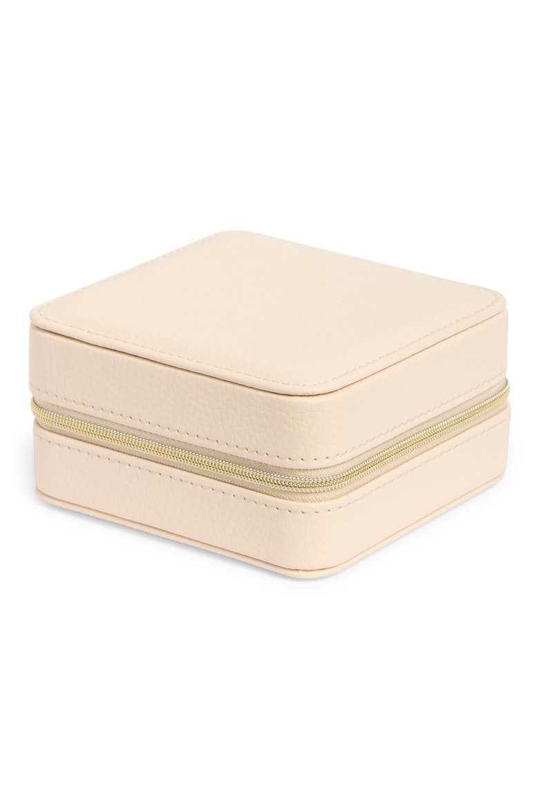 Square Zip Jewelry Box, Main, color, BLUSH PEBBLE