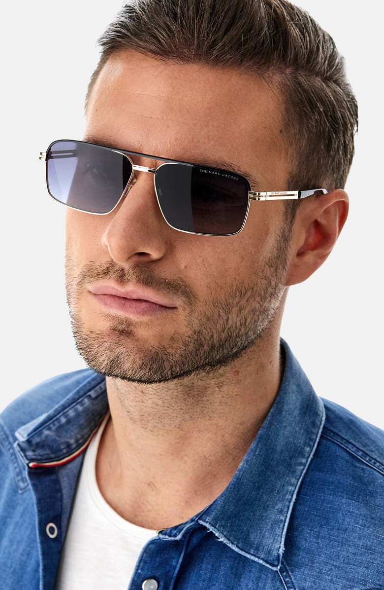 Marc Jacobs 59mm Gradient Rectangular Aviator Sunglasses, Alternate, color,