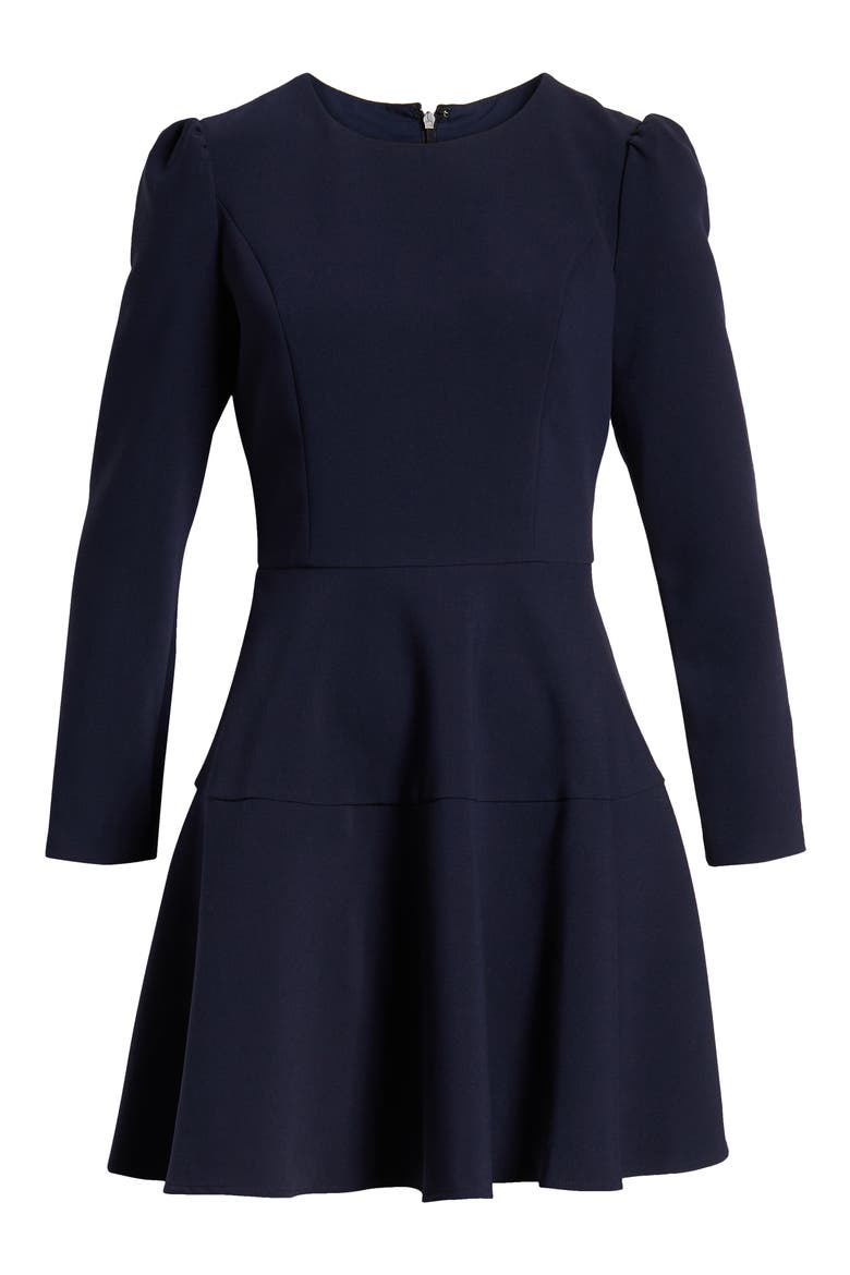 Celeste Long Sleeve Fit & Flare Dress, Alternate, color, NAVY