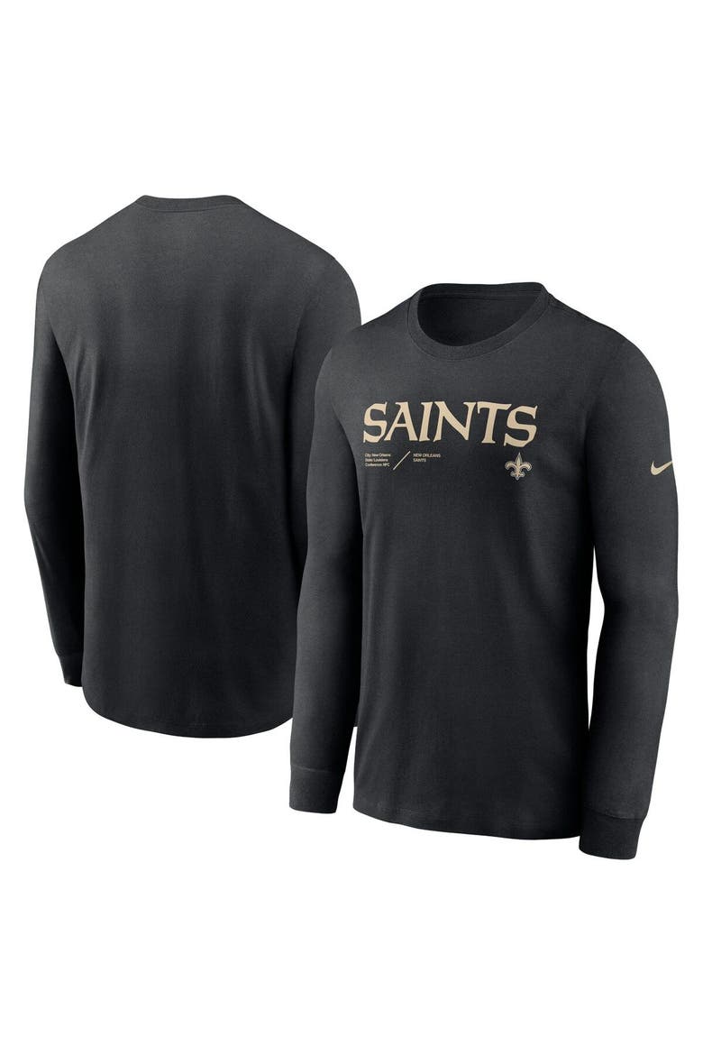 Men's Nike Black New Orleans Saints Sideline Infograph Lock Up Performance Long Sleeve T-Shirt, Main, color, Black