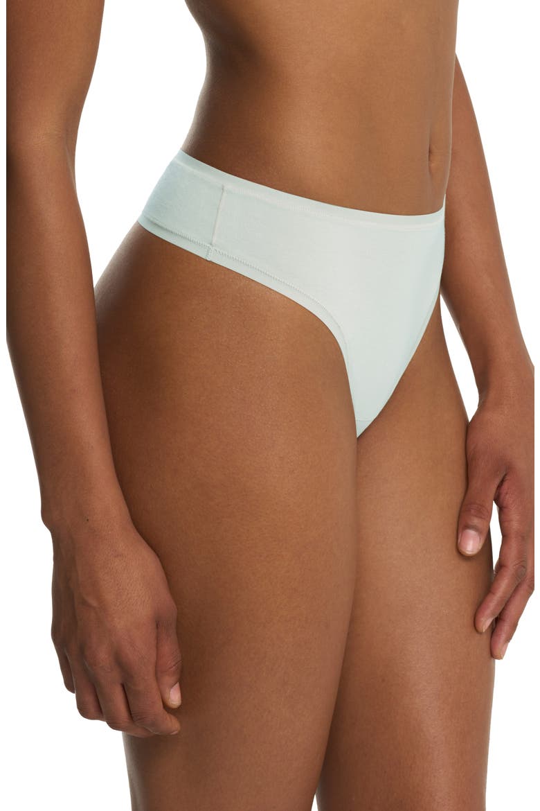 Bliss Bare Stretch Cotton Thong, Alternate, color, CLD GREEN