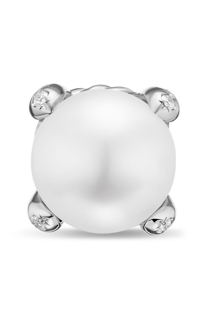 David Yurman Pearl Classics Stud Earrings in 18K Yellow Gold & Diamonds, 6.6mm, Alternate, color, Silver Pave