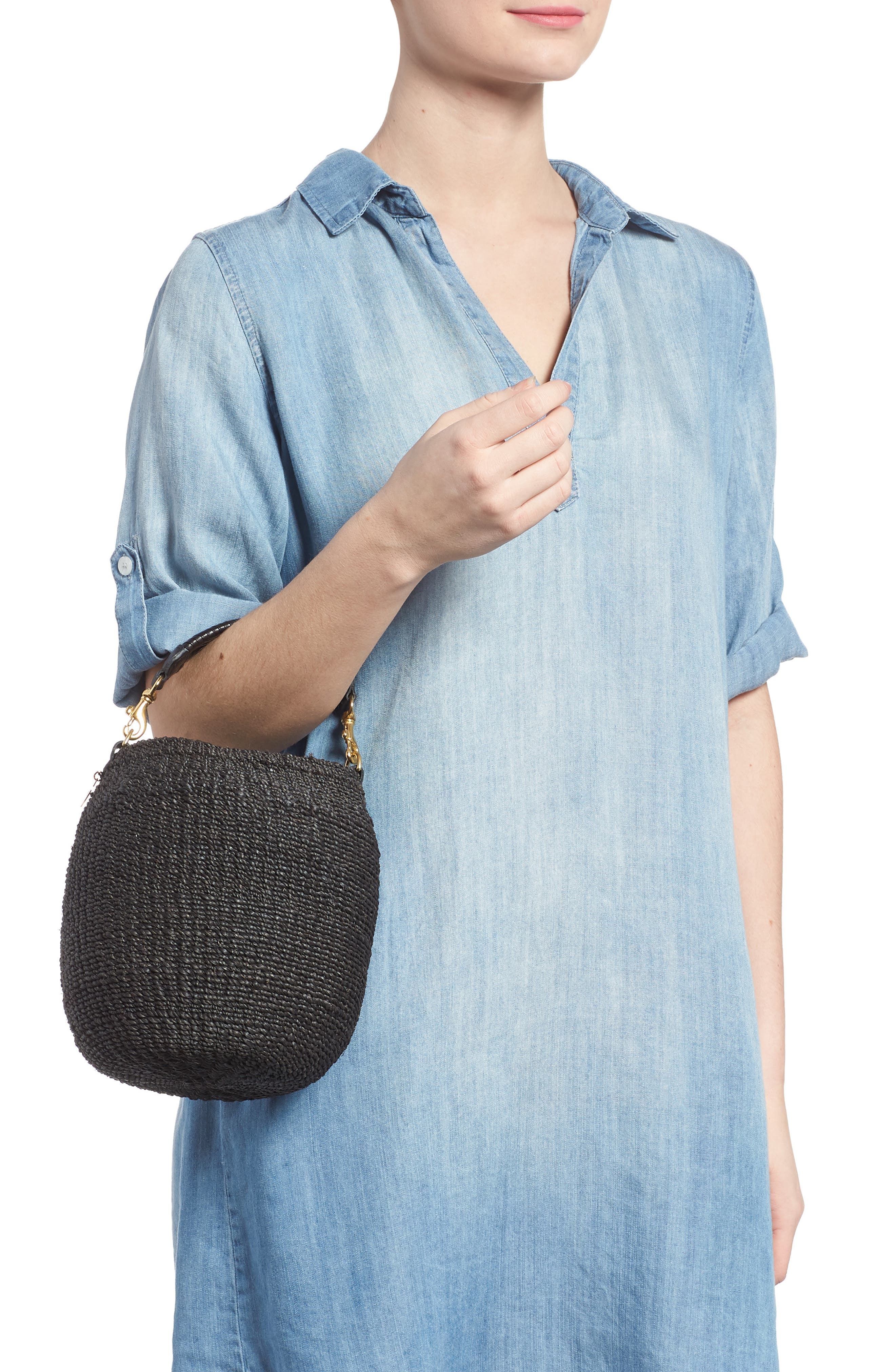 Clare V. Pot de Miel Top Handle Straw Basket Bag, Alternate, color, 