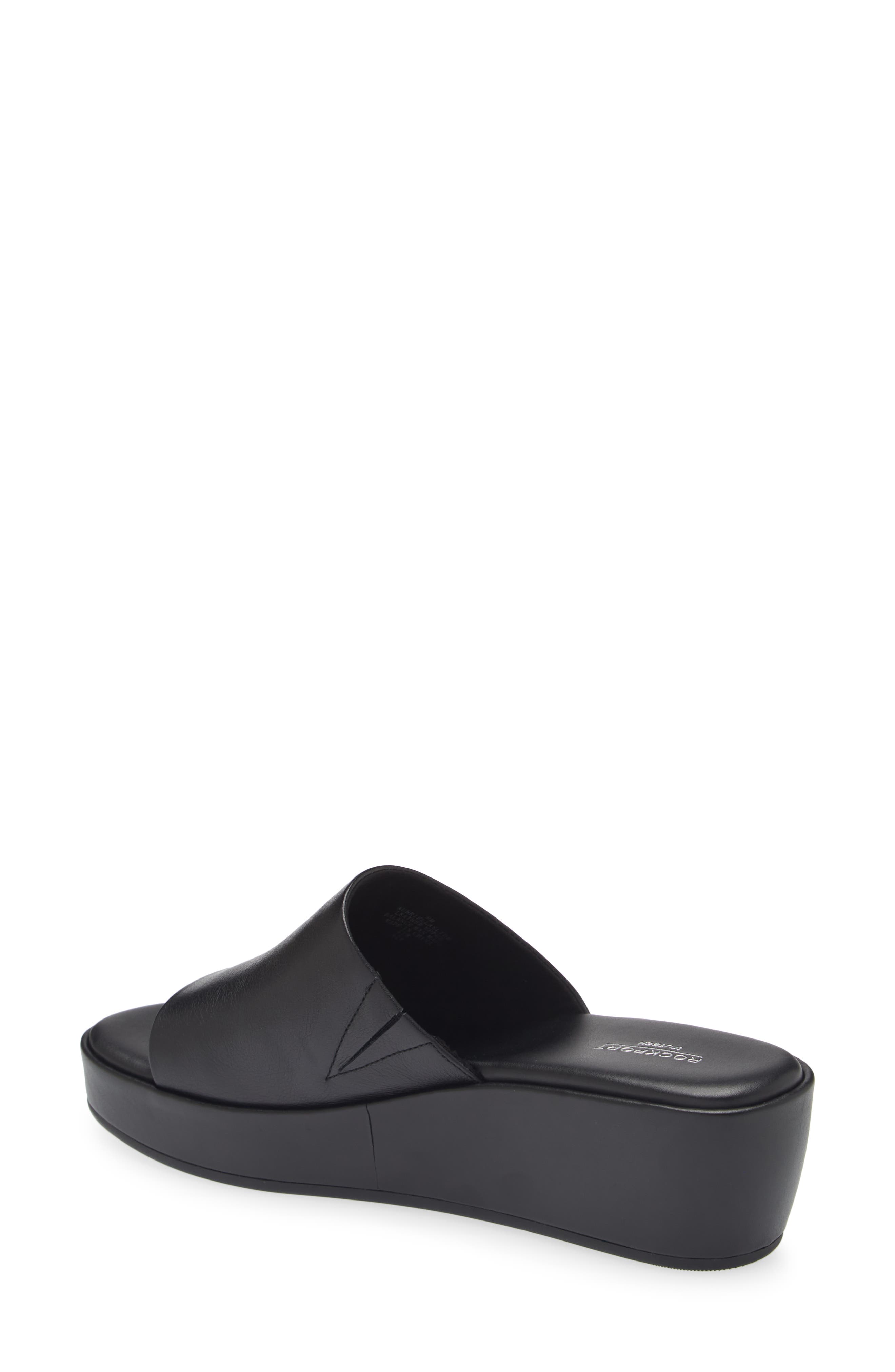 Rockport Aubriella Wedge Sandal, Alternate, color, Black Leather