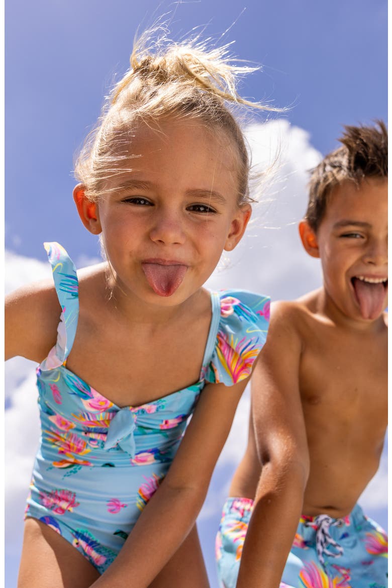 Kids' Kaleido Fish Print One-Piece Swimsuit, Alternate, color, BLUE