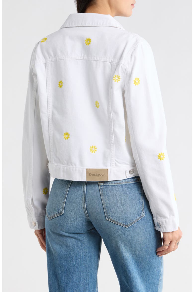 Embroidered Denim Trucker Jacket, Alternate, color, WHITE