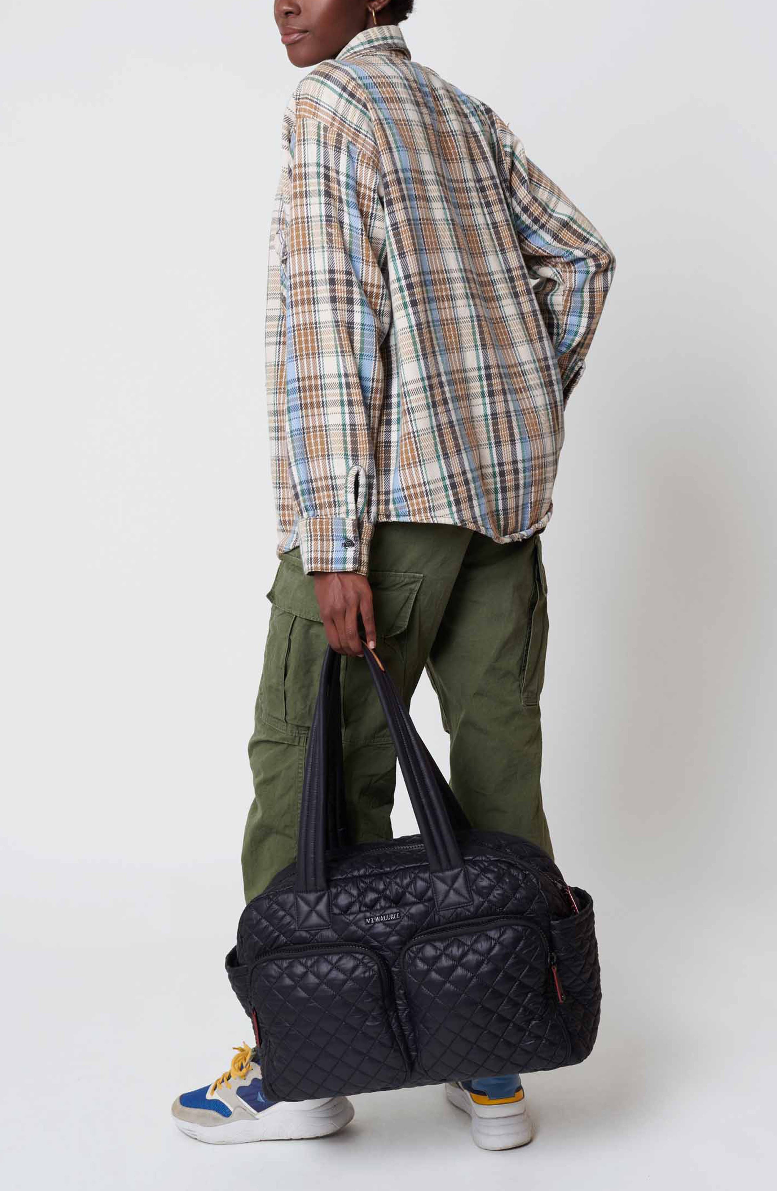 MZ Wallace Nik Quilted Water Resistant Nyon Travel Bag, Alternate, color, Black